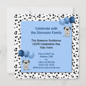 Blue Twin Boys 1. Geburtstag Party Einladung (Rückseite)