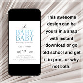 Blue Twin Boys Baby Shower Einladung