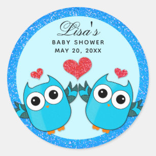 Blue Twin Owl Heft Umschlag Aufkleber Sticker