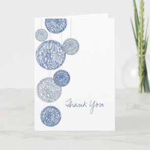 Blue Twine Globes Thank You Card Dankeskarte