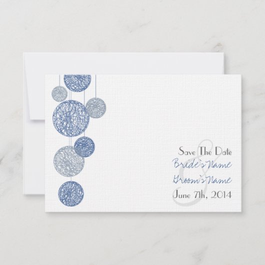 Blue Twine Globes Wedding rettet das Datum Save The Date (Vorderseite)