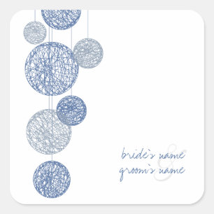 Blue Twine Globes Wedding Sticker