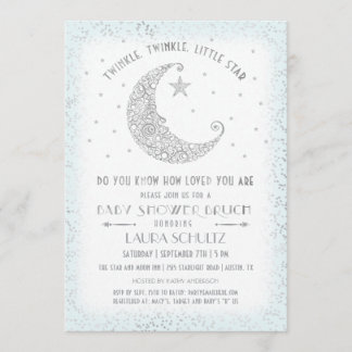 Blue Twinkle Little Star Baby Dusche Brunch Einladung