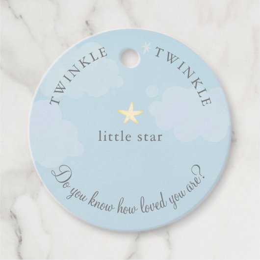 Blue Twinkle Little Star Baby Dusche Geburtstag Geschenkanhänger (Vorderseite)