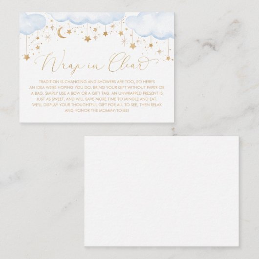 Blue Twinkle Star Baby Display Duschwrap entfernen Begleitkarte (Vorne/Hinten)