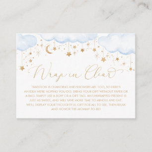 Blue Twinkle Star Baby Display Duschwrap entfernen Begleitkarte