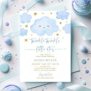 Blue Twinkle Star Cloud Baby Dusche Einladung