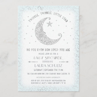 Blue Twinkle Twinkle Little Star Baby Dusche Einladung