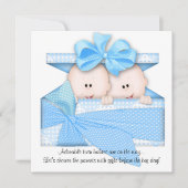 Blue TWINS Baby Dusche Einladung oder Ankündigung (Vorderseite)