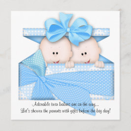 Blue TWINS Baby Dusche Einladung oder Ankündigung