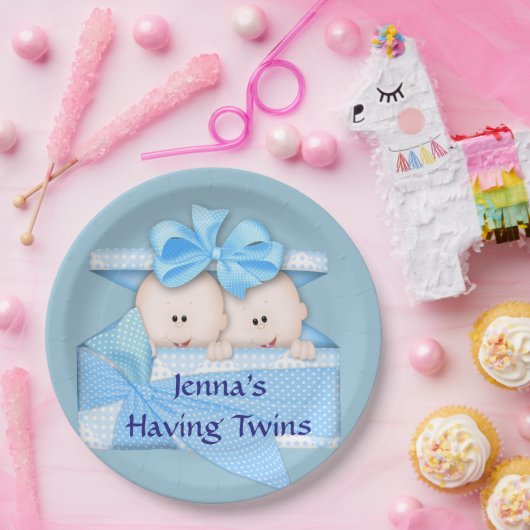 Blue Twins Baby Dusche Party Paper Teller (Party)