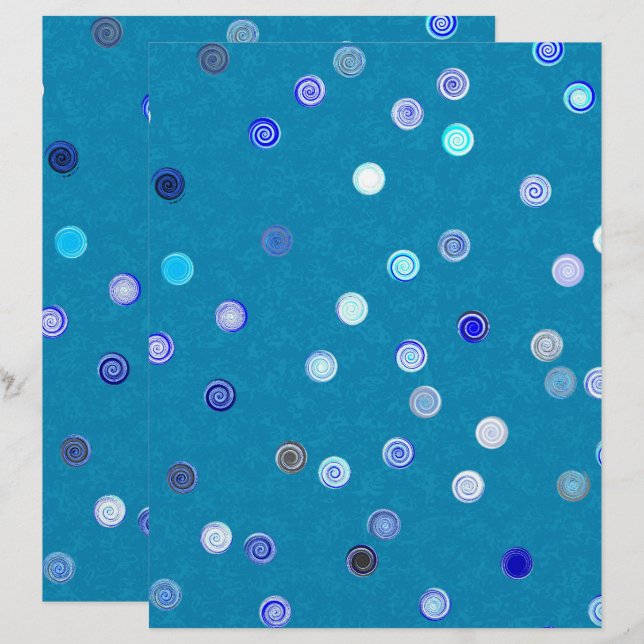Blue Twisty Polka Dot Spiral 2-Sided Scrap Paper (Vorne/Hinten)