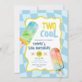 Blue Two Cool Popsicle Summer Boy Birthday Einladung (Vorderseite)