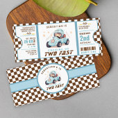 Blue Two Fast Race Car Ticket Pass Zweiten Geburts Einladung