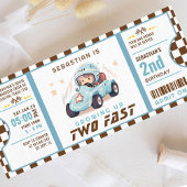 Blue Two Fast Race Car Ticket Pass Zweiten Geburts Einladung