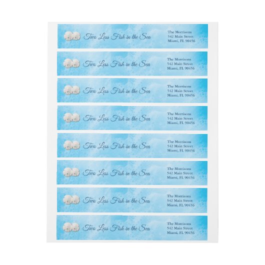 Blue Two less Fish in Sea Address Label (Bogen)