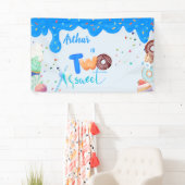 Blue Two sweet donut 2. Geburtstag Banner (Insitu)