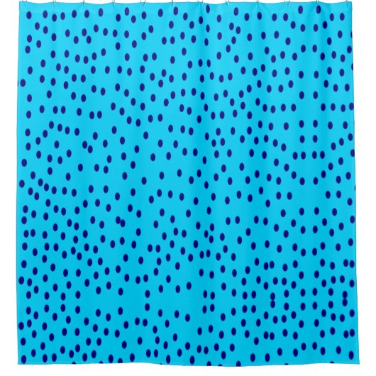 Blue Two Toned Polka Dots Duschvorhang (Vorderseite)