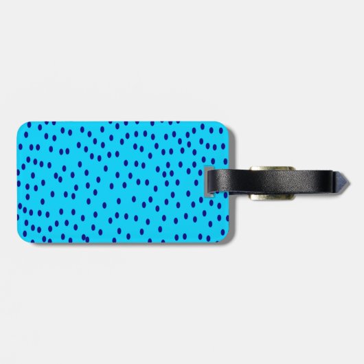 Blue Two Toned Polka Dots Gepäckanhänger (Rückseite horizontal)
