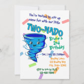 Blue TwoNado, 2nd birthday invitation Einladung (Vorderseite)
