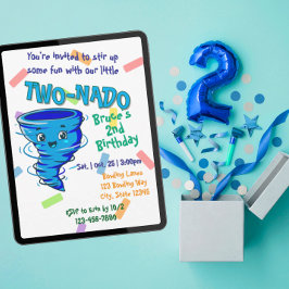 Blue TwoNado, 2nd birthday invitation Einladung