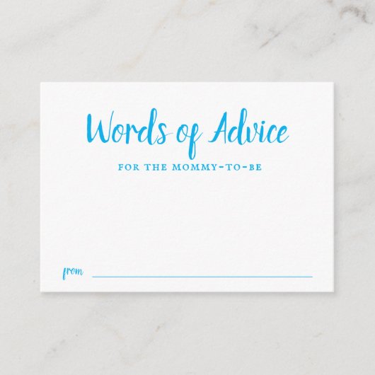 Blue Typografy Baby Boy Baby Shower Ratschläge Begleitkarte (Vorderseite)