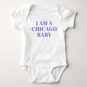 Blue Typografy Chicago Baby Clothing Strampler