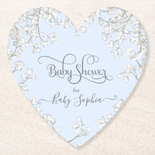 Blue Typografy Gipskraut Floral Baby Dusche Untersetzer