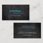 Blue Typografy II auf Black Wood Business Card Visitenkarte (Vorne/Hinten)