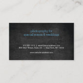 Blue Typografy II auf Black Wood Business Card Visitenkarte (Rückseite)