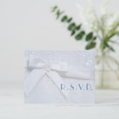 Blue Typografy Wedding RSVP Card Postkarte (Stehend Vorderseite)