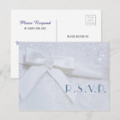 Blue Typografy Wedding RSVP Card Postkarte (Vorne/Hinten)