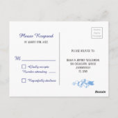 Blue Typografy Wedding RSVP Card Postkarte (Rückseite)