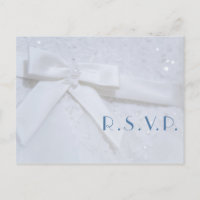 Blue Typografy Wedding RSVP Card