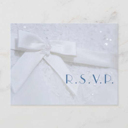 Blue Typografy Wedding RSVP Card Postkarte (Vorderseite)