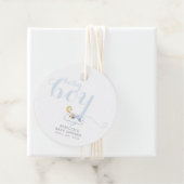 Blue typography sleeping boy Danke, Baby Dusche Geschenkanhänger (Beispiel)