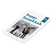 Blue Typography Snowflakes Foto Happy Hanukkah Magnet (Linke Seite)
