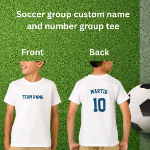 Blue typography Soccer team name number custom T-Shirt