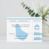 Blue UAWG Boarding Pass auf BARBADOS RSVP Karte (Stehend Vorderseite)