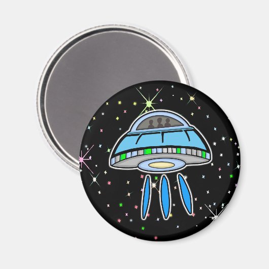 Blue UFO mit Starnight Outer Space Magnet (Vorderseite/Rückseite)