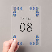 Blue Ukrainian Wedding Acrylic Table Number Acryleinladungen (Insitu (Handheld))
