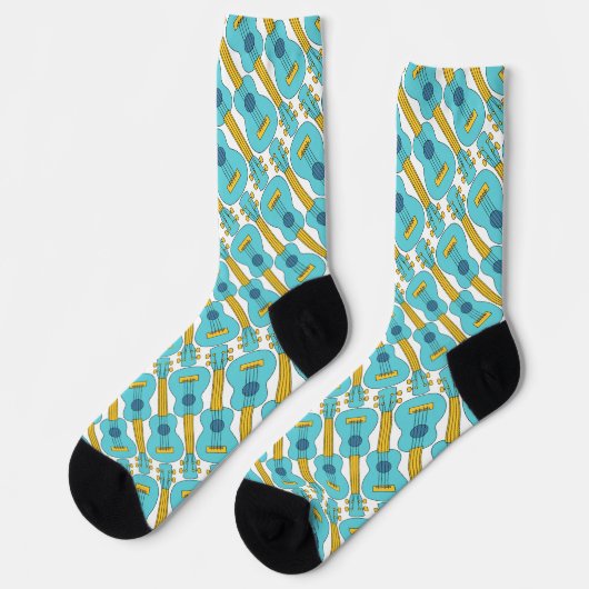 Blue Ukulele Pattern Socken (Linkes Detail)