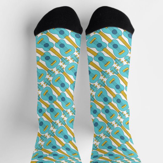 Blue Ukulele Pattern Socken (Oben)