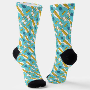 Blue Ukulele Pattern Socken