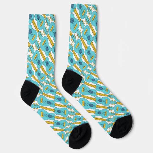 Blue Ukulele Pattern Socken (Rechts)
