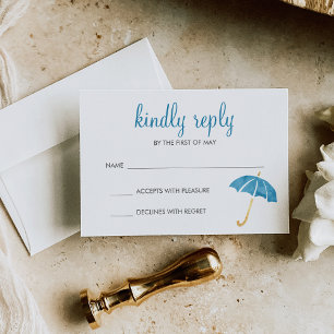 Blue Umbrella Baby Dusche UAWG Response RSVP Karte