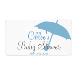 Blue Umbrella Baby Dusche Wasser Flaschen Etikette