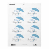 Blue Umbrella Baby Dusche Wasser Flaschen Etikette (Vorne)