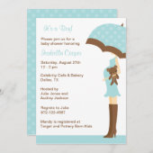 Blue Umbrella Baby Shower Einladungen (Vorne/Hinten)