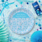 Blue Umbrella Baby Shower Plate Pappteller (Party)